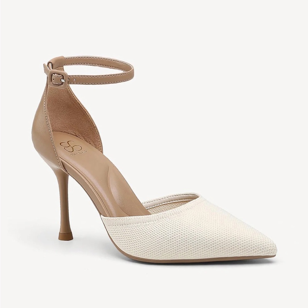 Cosy Island Bicolor Strapped Pointed Toe Stiletto Pump